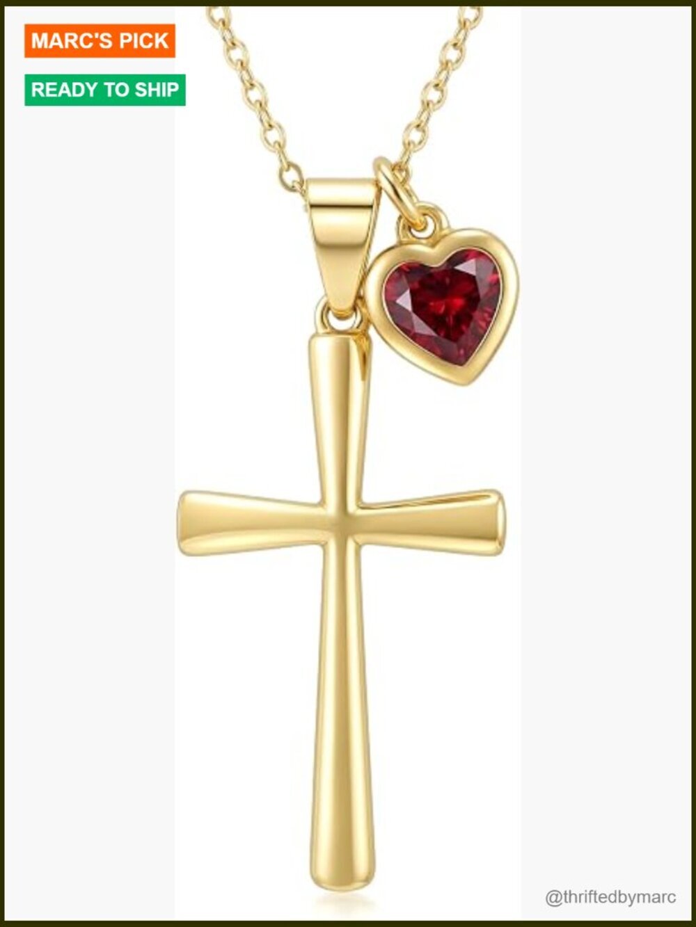 14K Gold Birthstone Cross Pendant Necklace Gift Mother Wife